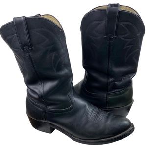 Durango Mens 10 D Cowboy Boots Black Leather Western Rodeo Slip On